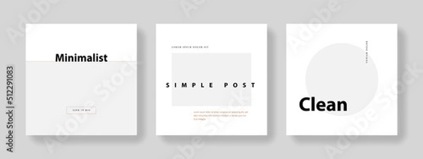 Fototapeta Clean and elegant social media templates pack with minimal background elements. Instagram posts for business with place for photos