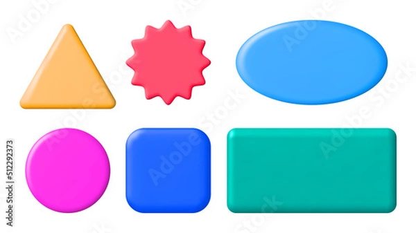 Obraz Set of 3D Colorful Glossy Badge.