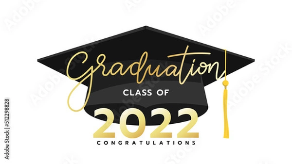 Fototapeta Congratulations Class of 2022 Graduation logo simple. Template for graduation design.isolated on white background ,Vector illustration EPS 10