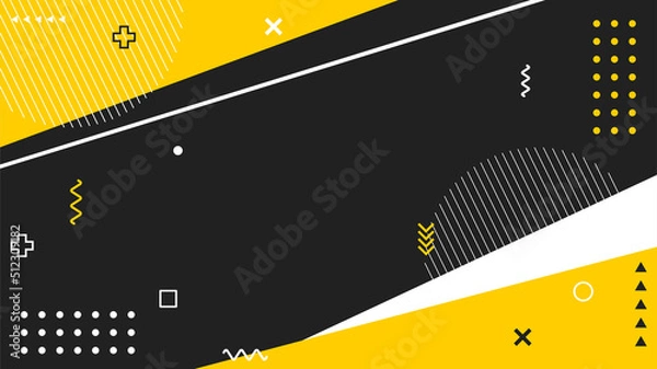 Obraz Abstract black with yellow and white memphis background