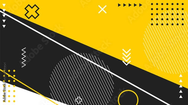 Obraz Memphis modern background with black and yellow combination