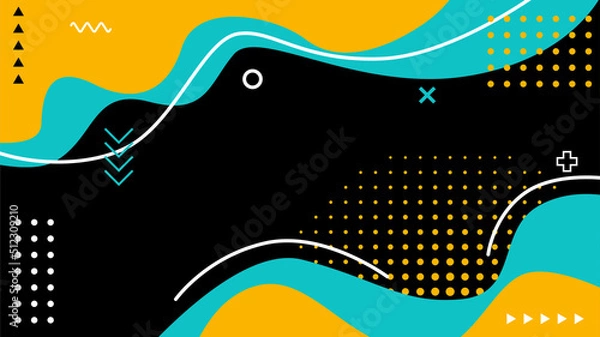 Obraz wave modern background with halftone and memphis element design