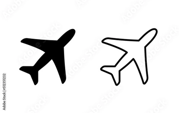 Fototapeta Plane icon. Airplane icons in flat and line styles - Vector illustration