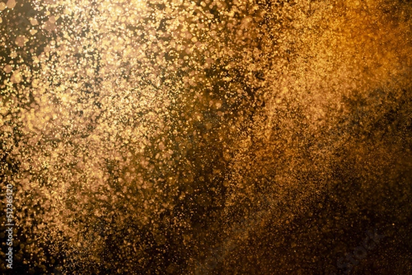 Obraz Dark golden bokeh glitter texture background