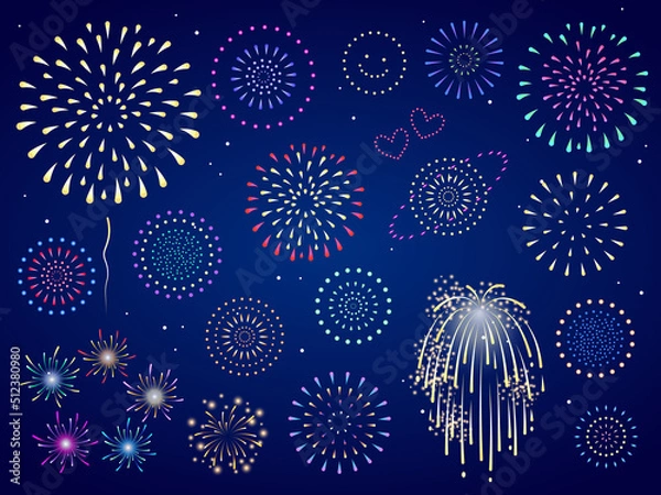 Obraz 花火のベクターイラスト素材セット