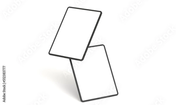 Obraz Illustration 3d render of isometric rectangles simulating a telephone in a 3d space with blank spaces. From different perspectives and views to help rock up for applications. iPad iPhone