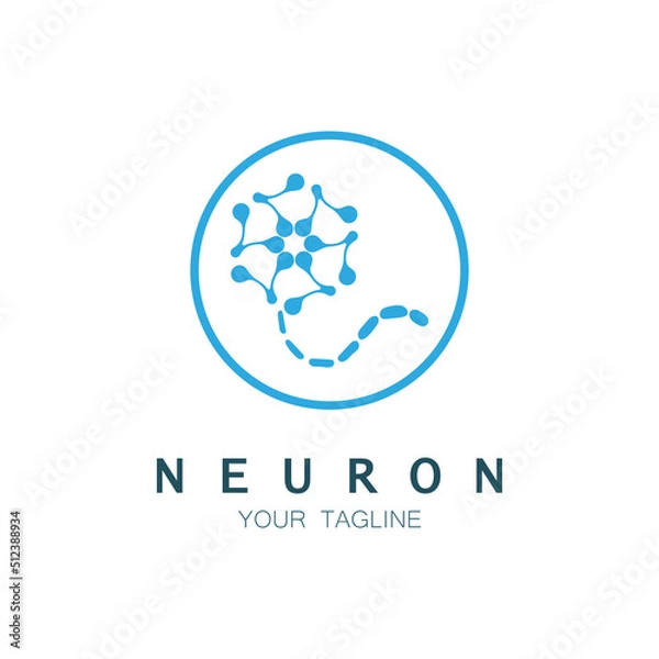 Fototapeta Neuron logo or nerve cell logo design,molecule logo illustration template icon with vector concept