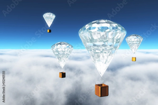 Fototapeta diamentowe balony na ogrzane powietrze nad chmurami