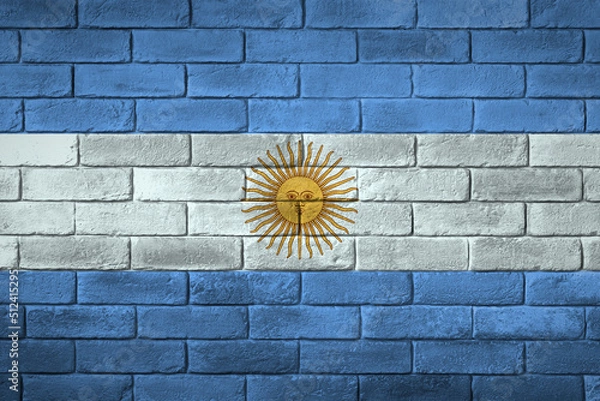 Obraz Argentina flag painted on a brick wall.
Flaga Argentyny namalowana na ścianie z cegły.