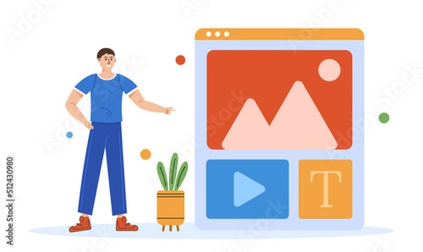 Fototapeta Web design cocnept. Designer are working on design web page. Web design development concept. Vector illustration