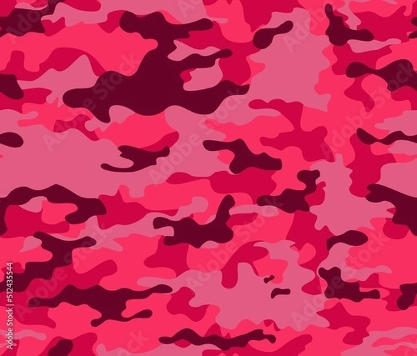 Fototapeta Pink camouflage vector texture, seamless pattern for textiles, trendy print for girls