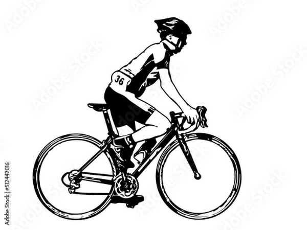 Obraz bicyclist sketch illustration - vector