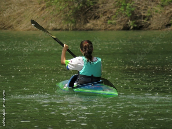 Obraz participating in a canoeing competition on the Júcar river, in Cuenca, Spain