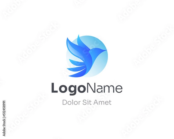 Obraz Abstract blue bird logo gradient.