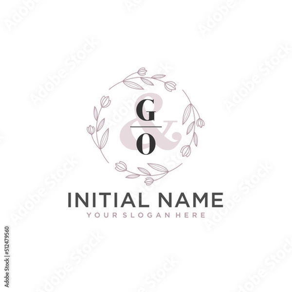 Obraz Initial letter GO beauty handwriting logo vector