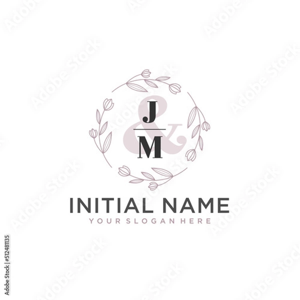 Obraz Initial letter JM beauty handwriting logo vector