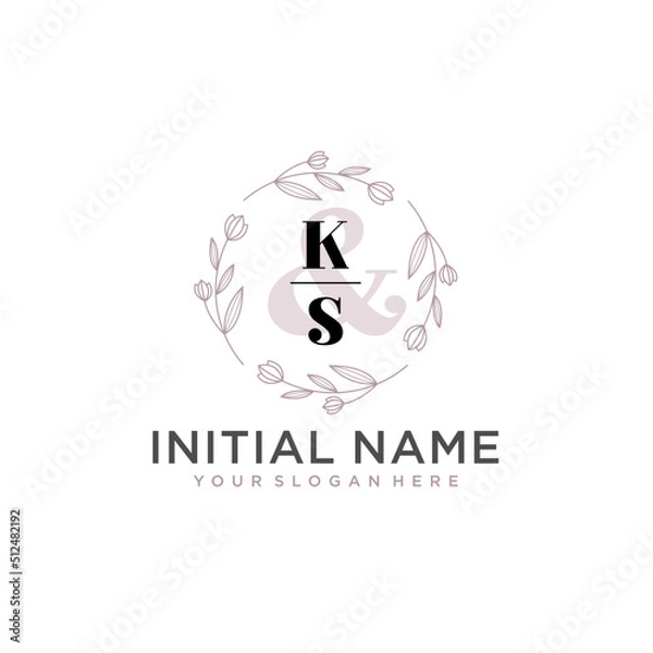 Obraz Initial letter KS beauty handwriting logo vector