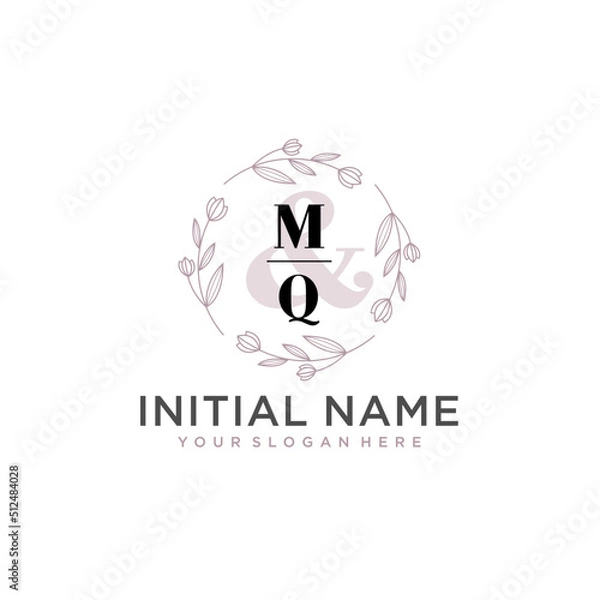 Obraz Initial letter MQ beauty handwriting logo vector