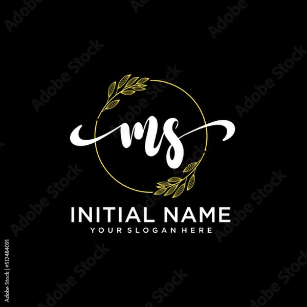 Obraz MS Initial handwriting logo vector. Hand lettering for designs.