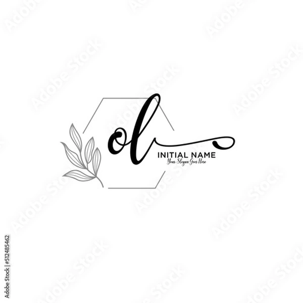 Obraz Initial letter OL beauty handwriting logo vector