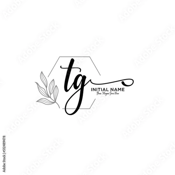 Obraz Initial letter TG beauty handwriting logo vector