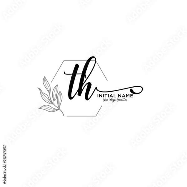 Obraz Initial letter TH beauty handwriting logo vector