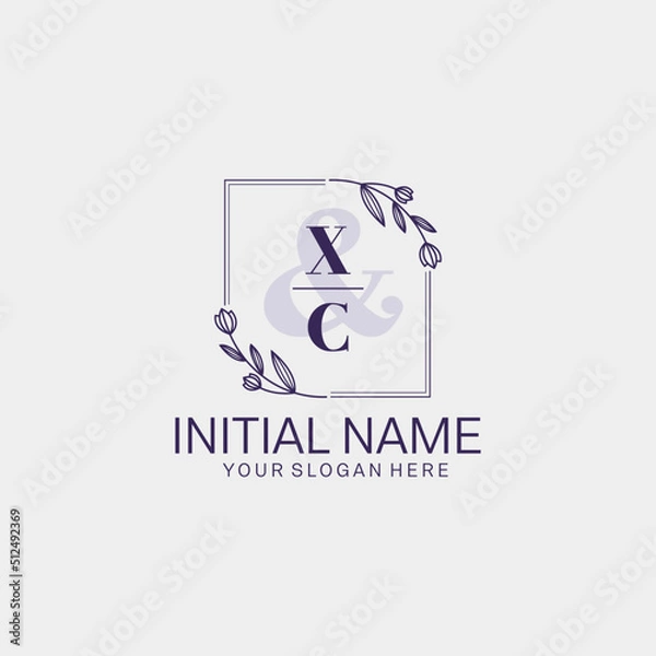 Obraz Initial letter XC beauty handwriting logo vector