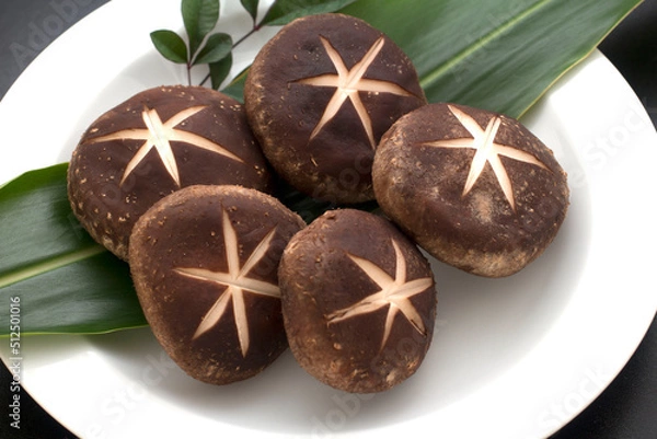 Obraz Shiitake mushuroom on white background (Called Shiitake in Japan)