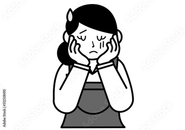 Fototapeta 困り顔のエプロンをした女性