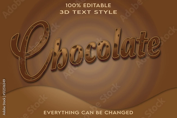 Fototapeta editable 3d chocolate text effect concept