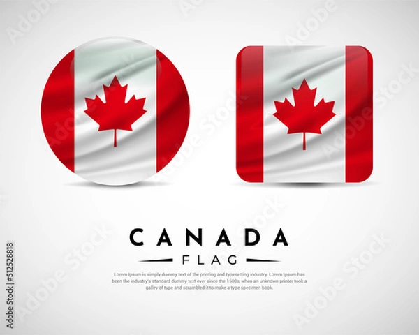 Fototapeta Realistic Canada flag icon vector. Set of Canada flag emblem vector