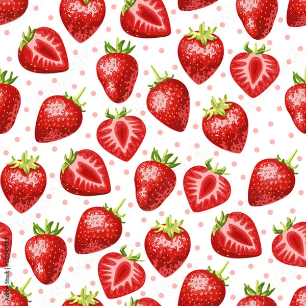 Obraz Juicy strawberry pattern on a white background