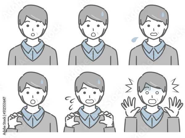 Fototapeta 驚く表情の強弱　中年男性（私服）