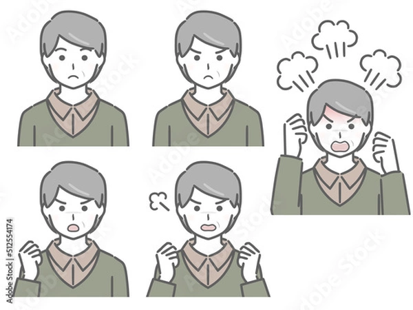 Fototapeta 怒る表情の強弱　中年男性（私服）