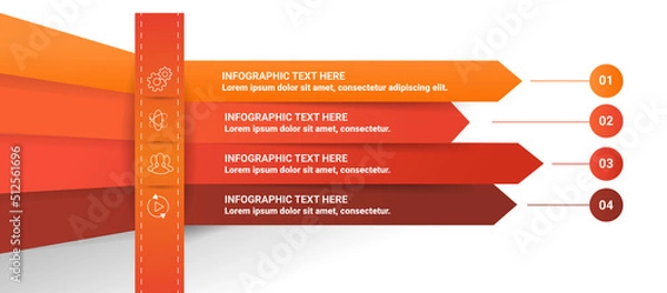 Fototapeta Business infographic with lines template. Concept of 4 successive steps for business.Simple infographic design template.