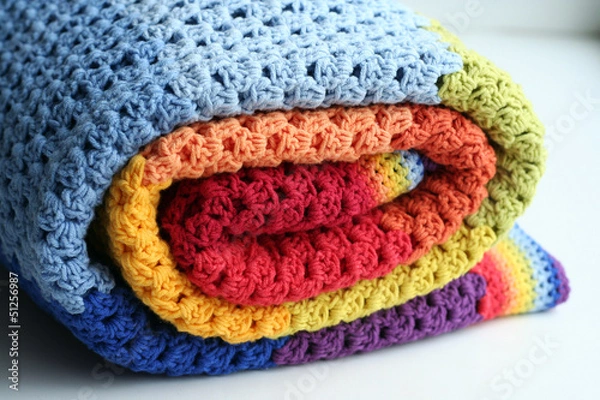 Fototapeta rainbow crocheted blanket