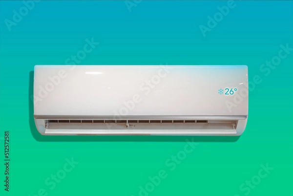 Obraz White air conditioner with cool temperature on room wall