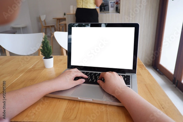 Fototapeta Cropped shot view of office desk table office equipment, labtop, tablet and other office supplies on the modern space, flat lay.