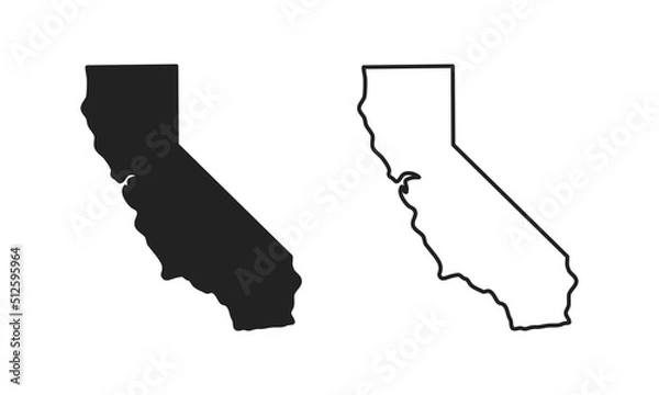 Obraz California outline state of USA. Map in black and white color options. Vector Illustration..