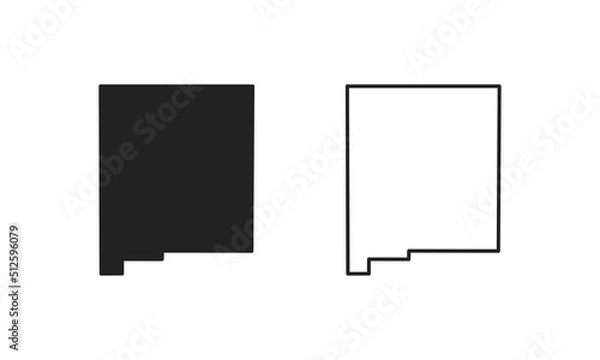 Obraz New Mexico outline state of USA. Map in black and white color options. Vector Illustration..