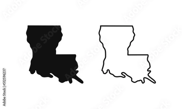Obraz Louisiana outline state of USA. Map in black and white color options. Vector Illustration..