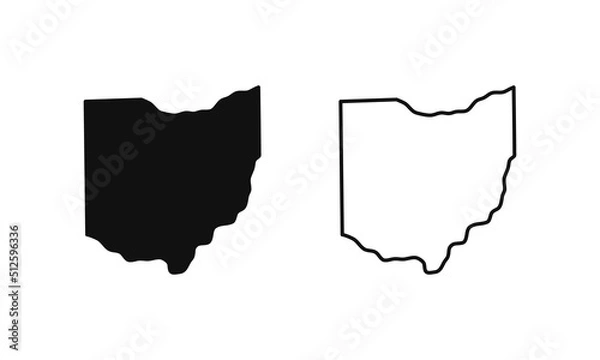 Obraz Ohio outline state of USA. Map in black and white color options. Vector Illustration..