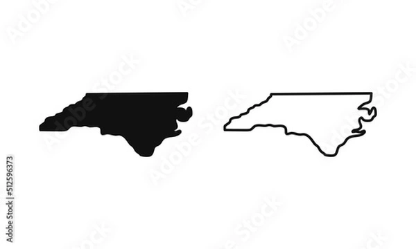 Obraz North Carolina outline state of USA. Map in black and white color options. Vector Illustration..