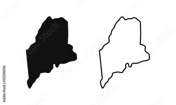 Obraz Maine outline state of USA. Map in black and white color options. Vector Illustration..