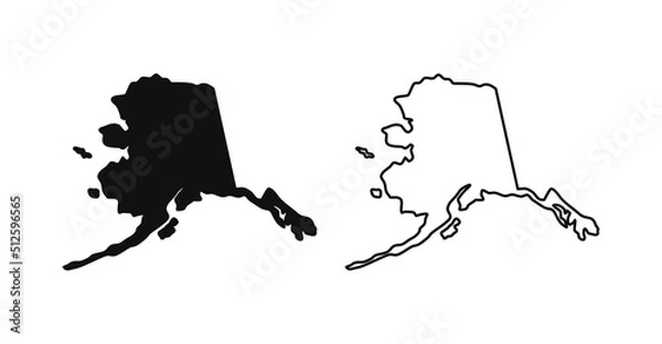 Obraz Alaska outline state of USA. Map in black and white color options. Vector Illustration..