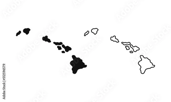 Obraz Hawaii outline state of USA. Map in black and white color options. Vector Illustration..