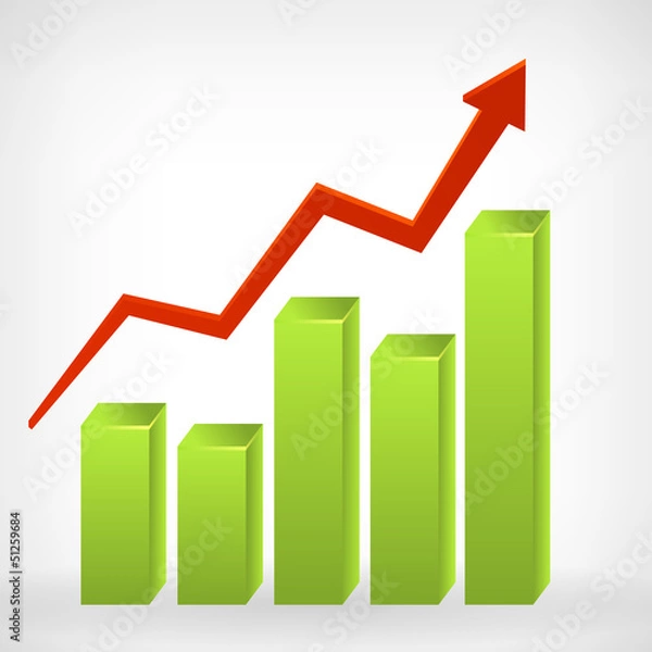 Obraz Bar shiny 3d graph positive arrow