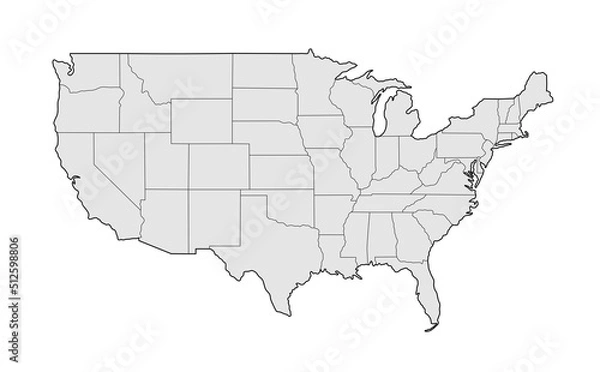 Obraz United States of America map in grey style isolated on white background. Vector illustration..