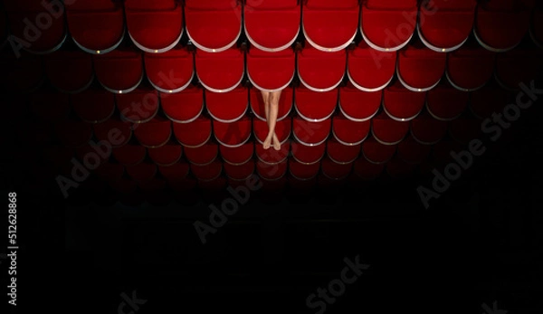 Obraz red stage curtains legs 