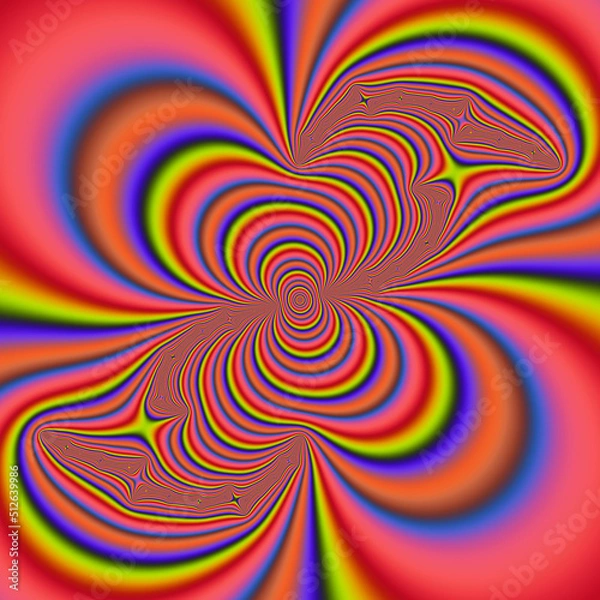 Fototapeta Blue yellow fractal, abstract colorful background with swirls